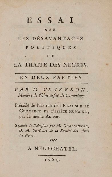 null CLARKSON (Thomas). Essay on the Political Disadvantages of the Negro Trade....