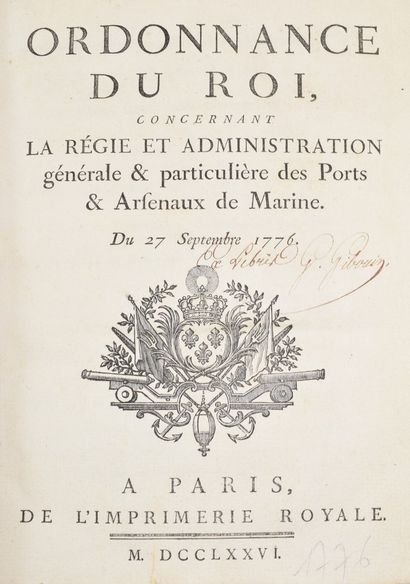 null MARINE. - Order of the king, concerning the management and general and particular...