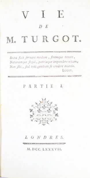 null [CONDORCET (Jean Antoine Nicolas de Caritat, Marquis de). Life of Turgot. London,...