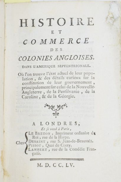 null [BUTEL-DUMONT (Georges-Marie). History and trade of the English colonies, in...