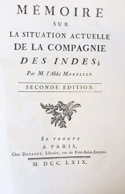 null MORELLET (Abbot André). Memoir on the present situation of the Compagnie des...