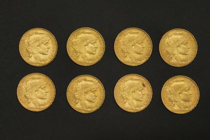 null Huit pièces en or de 20 francs Coq 1912.

1912 (x8).



Poids : 51.60 g.