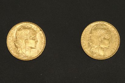 null Deux pièces en or de 20 francs Coq " Dieu protège la France " 1901.

1901 (x2).



Poids...