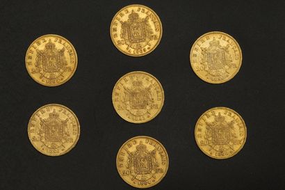 null Sept pièces en or de 20 francs Napoléon III tête laurée.

1864 A (x2) - 1865...