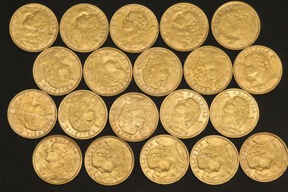 null Vingt pièces en or de 20 francs suisses Vreneli.

1935 B (x20).



Poids : 129...