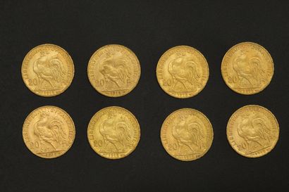 null Huit pièces en or de 20 francs Coq 1913.

1913 (x8).



Poids : 51.60 g.