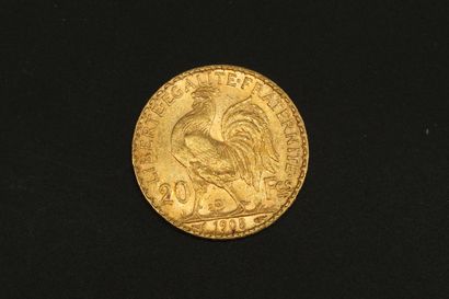 null Pièce en or de 20 francs Coq 1908.

1908 (x1).



Poids : 6.45 g - TB à TTB...