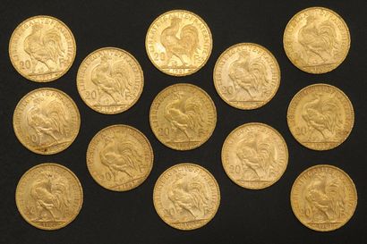 null Treize pièces en or de 20 francs Coq 1907.

1907 (x13).



Poids : 83.80 g -...