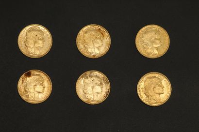 null Six pièces en or de 20 francs Coq 1907.

1907 (x6).



Poids : 38.70 g - TB...
