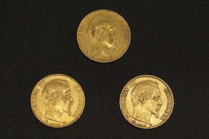 null Trois pièces en or de 20 francs Napoléon III tête nue.

1858 BB (x1) - 1859...