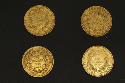 null Quatre pièces en or de 20 francs Louis-Napoléon Bonaparte 1852 A.



A : atelier...