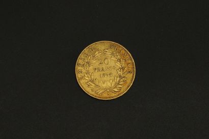 null Pièce en or de 20 francs Napoléon III tête nue 1854 A.

1854 A (x1).



A :...