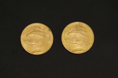 null Lot de deux pièces en or de 20 dollars Saint-Gaudens - Double Eagle. (1924

et...