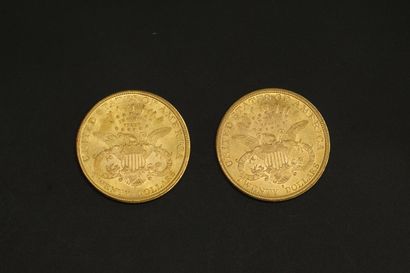 null Lot de deux pièces en or de 20 dollars "Liberty Head - Double Eagle". (1890...