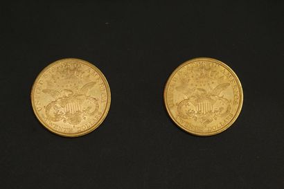 null Lot de deux pièces en or de 20 dollars "Liberty Head - Double Eagle". (1885...