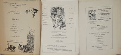 null Sept MENUS imprimés et illustrés de la Société Archéologique « Le Vieux Papier...