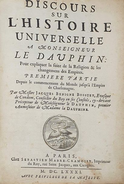 null BOSSUET (Jacques-Bénigne). Discours sur l'histoire universelle. Paris, Sébastien...