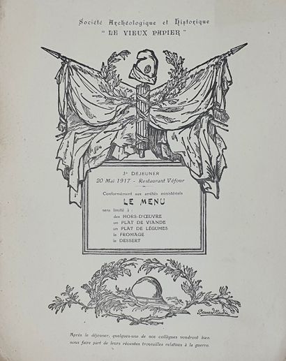 null Seven printed and illustrated MENUS of the Archaeological Society "Le Vieux...