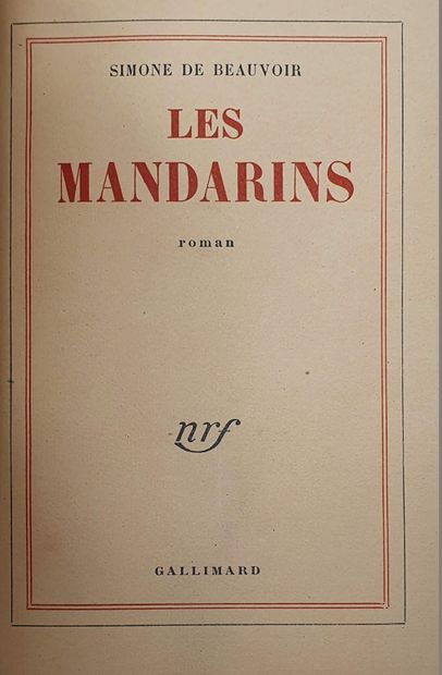 null BEAUVOIR (Simone de). The Mandarins. Paris, Gallimard, 1954. In-8, dark beige...