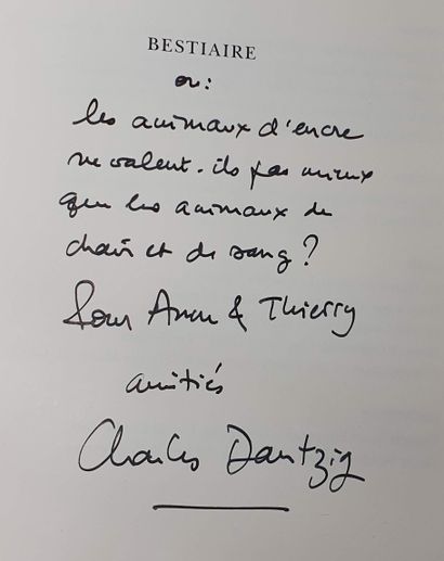 null Charles DANTZIG, Bestiaire, Encres de Mino, Paris, Les Belles Lettres, 2003....