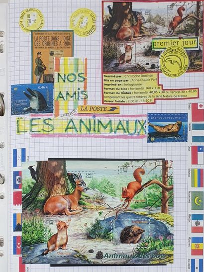 null En deux albums et quatre classeurs, timbres modernes de France, rangés par thématique,...