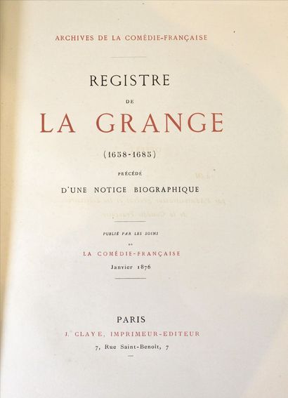 null Comédie Française 



Archives de la Comédie Française - Registre de La Grange...