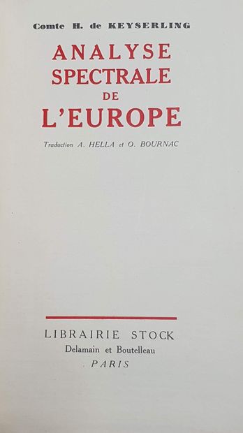 null KEYSERLING (Comte Hermann de). Journal de voyage d'un philosophe. Paris, Stock,...