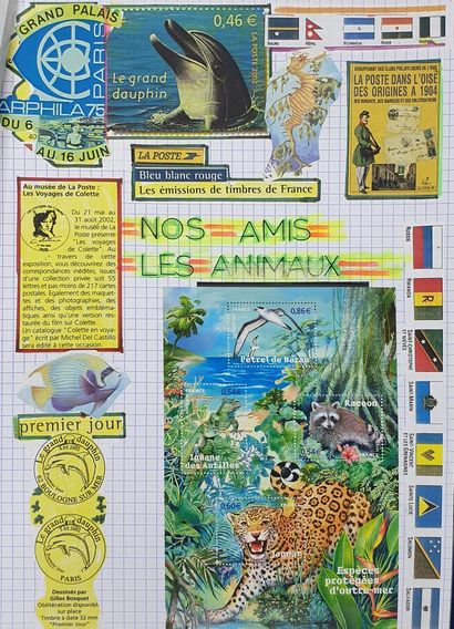 null En deux albums et quatre classeurs, timbres modernes de France, rangés par thématique,...