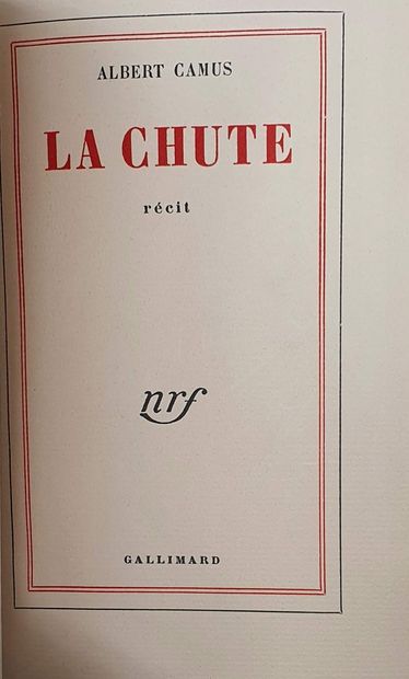 null CAMUS (Albert). La Chute. Paris, Gallimard, 1956. In-12, light green morocco,...