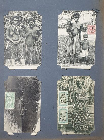 null Album de cartes postales anciennes affranchies, avec Chine, Japon, Madagascar,...