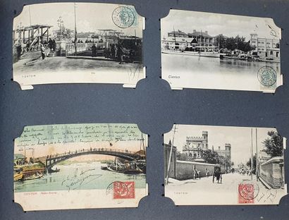 null Album de cartes postales anciennes affranchies, avec Chine, Japon, Madagascar,...