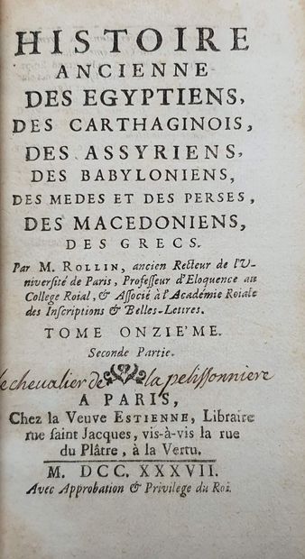 null ROLLIN. 

Histoire ancienne des Égyptiens, des Carthaginois, des Assyriens,...