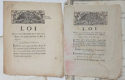 null Département du Calvados, ensemble de sept documents :

- Loi relative à la Fabrication...