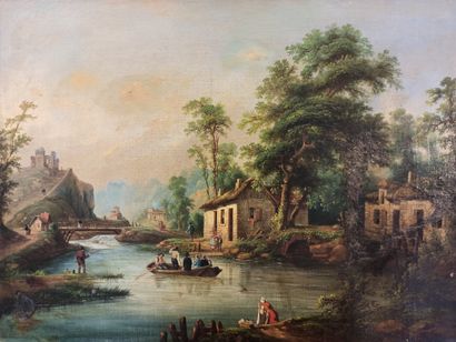 null 
School XIXth century





Boat on the edge of a river





Oil on canvas mounted...
