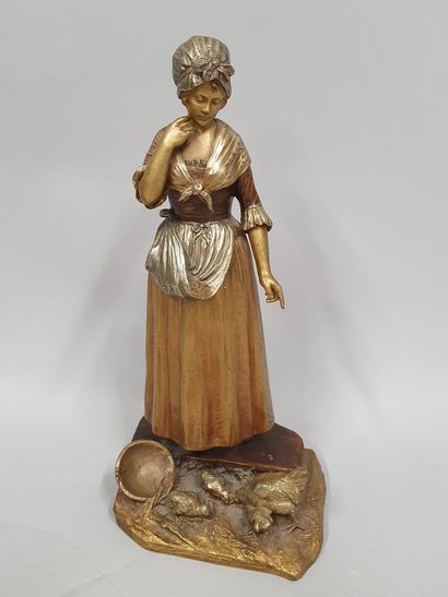 null ALONZO Dominique (act.1910-1930)

Peasant woman feeding her chickens 

Bronze...