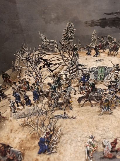 null Diorama constitué de figurines plats d'étain figurant la campagne de Russie.

77...