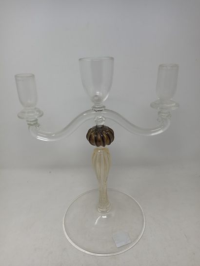 null MURANO

Candlestick with two lights in blown glass with gold inclusions with...