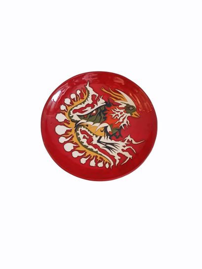 null DUFAY Henri (XX)

Glazed ceramic dish decorated with a stylized bird on a red...