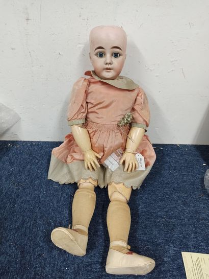 null 
Doll, with bisque head, open mouth, blue sleeping eyes, marked " 1894AM 13...