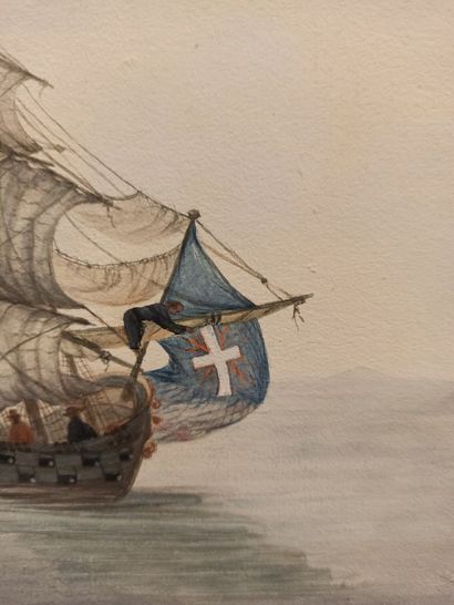null ECOLE FRANCAISE du XIXe siècle			

Vue de port avec un vaisseau dans la rade...