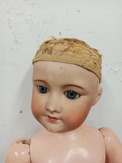null Doll, with bisque head, open mouth, blue sleeping eyes, marked " UNIS FRANCE...
