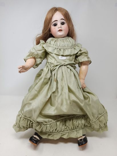 null German doll, with bisque head, open mouth, sleeping eyes, marked "M 6 DEP" original...