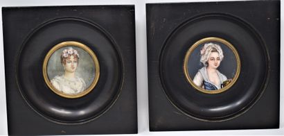 null Lot of two miniatures composed of:



- D. GERARD

Portrait of a woman with...
