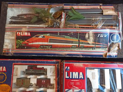 null LIMA " HO " : TGV set (damaged) - freight set - rails.