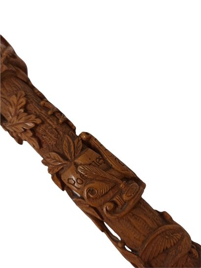 null Wooden cane of honor carved in high relief of art trophies, on the theme of...