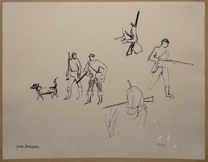null BRAYER Yves, 1907-1990

Hunters and dogs, circa 1965

pen and ink drawing (insolation,...