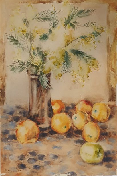 null BENN (1905-1989)

Bouquet de Mimosa et pommes, 1931

Aquarelle, signée et datée...