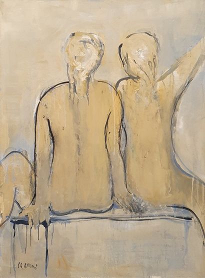 null BONNET Philippe (né en 1927)

Deux jeunes femmes assises de dos, 

huile sur...