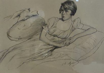 null AGARD Charles Jean (1866-1950)

Jeune fille allongée

Crayon sur papier gris,...