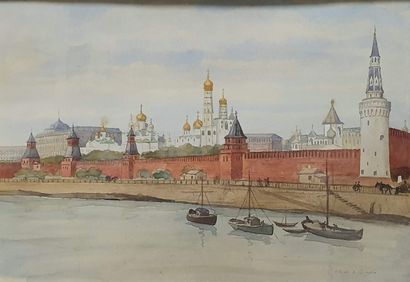 null BENOIS Albert Alexandre, entourage de 

Vue du Kremlin, Moscou, aquarelle sur...